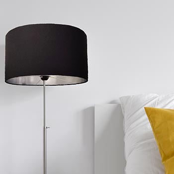 Black Oval Lampshade in Cotton with Silver Lining