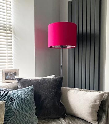 Cerise Pink Velvet Lampshade with Floral Lining