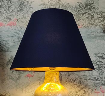 Navy Blue Steeply Tapered Lampshade with Gold Lining